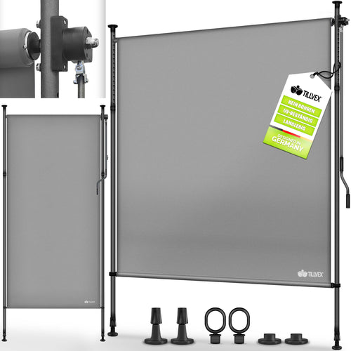 Tenda a Tettoia Verticale Tillvex® per Balcone, Tenda a Morsetto Senza Foratura per Uso Esterno con Manovella, Schermo Privacy Estensibile e Oscurante, Tenda Verticale a Prova di Intemperia per Balcone, Terrazza, Giardino