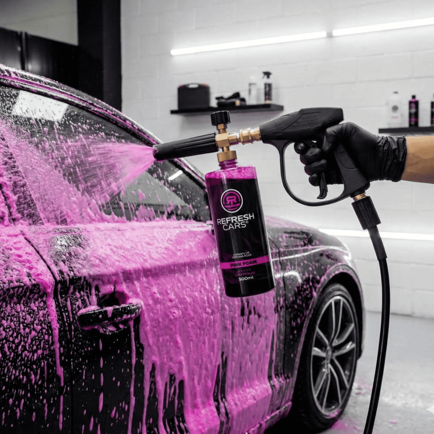 Refresh Cars Pink Foam 500ml - Shampoo Attivo Schiuma Rosa per Prelavaggio e Lavaggio Manuale Auto - Pulizia Profonda