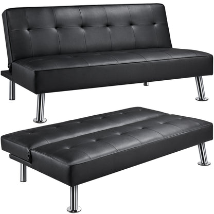 Costoffs Divano Letto a 3 Posti Divano Letto in Tessuto Imbottito con Gambe in Metallo Cromato 105° - 180° per Soggiorno Studio Ufficio Camera degli Ospiti Carico Massimo 350 kg