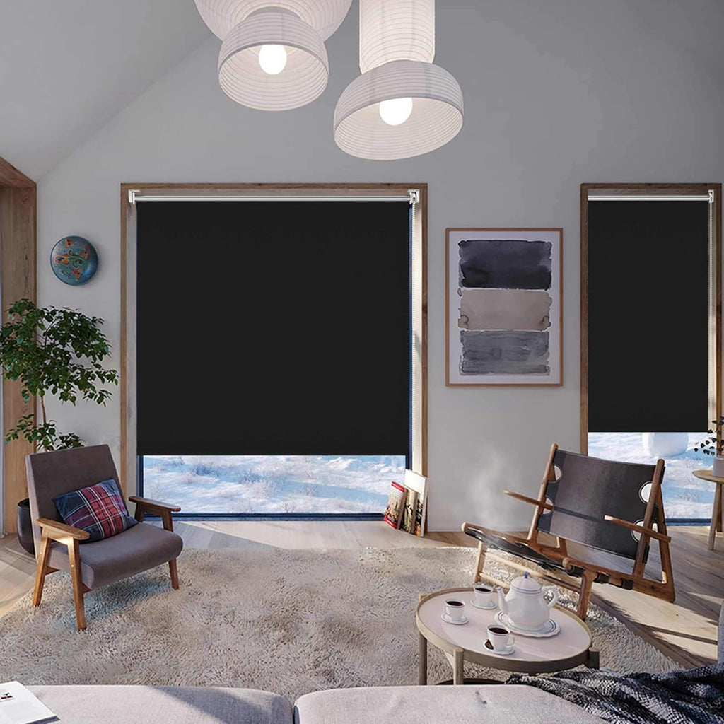 1pz Tenda a Rullo Oscurante, Tessuto a Triplo Strato con Rivestimento Argentato per Riflessione Solare, Nessuna Foratura Richiesta, Larghezza Opzionale = Larghezza Tessuto + 4cm