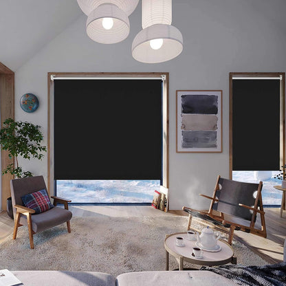 1pz Tenda a Rullo Oscurante, Tessuto a Triplo Strato con Rivestimento Argentato per Riflessione Solare, Nessuna Foratura Richiesta, Larghezza Opzionale = Larghezza Tessuto + 4cm