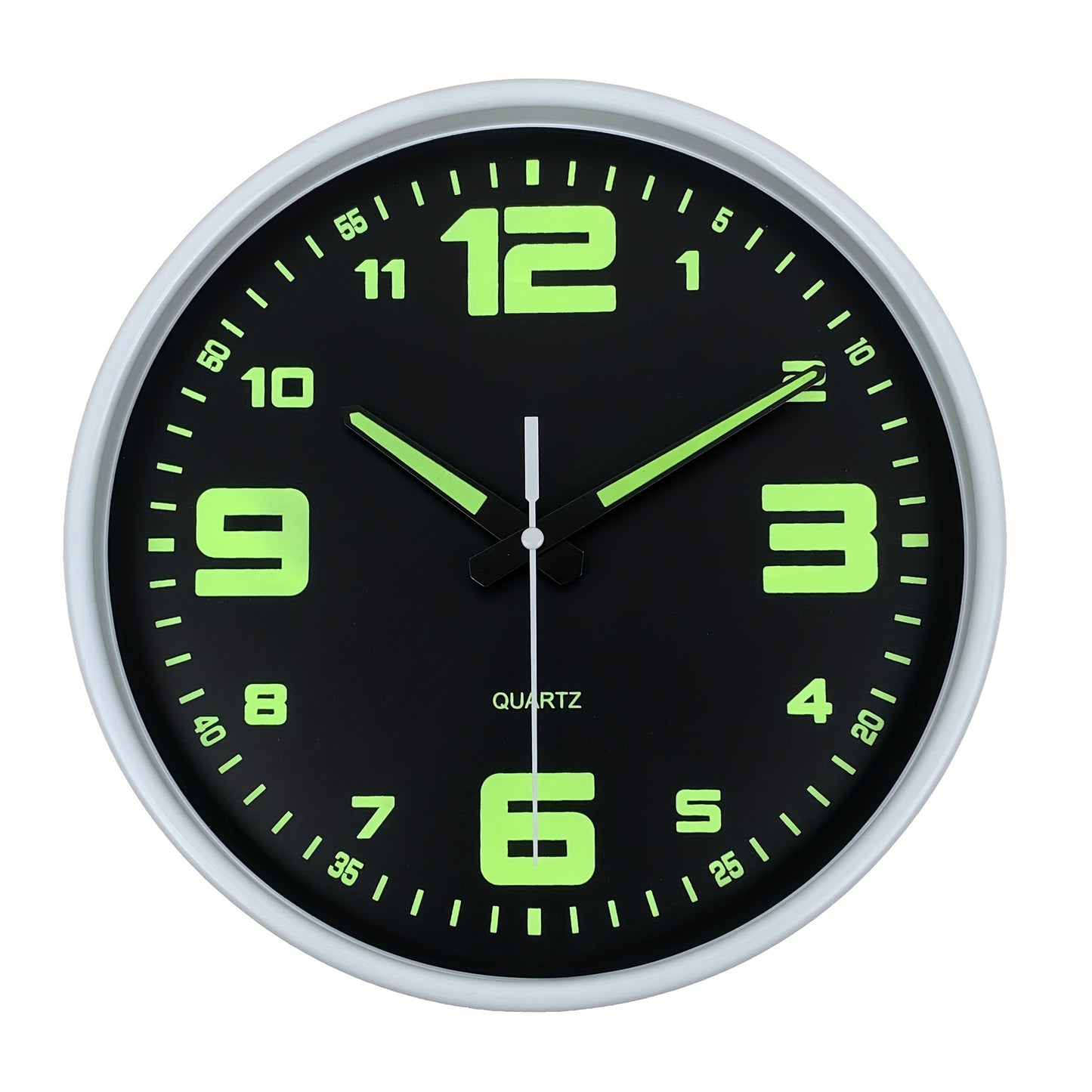Orologio da parete silenzioso a 12 pollici con numeri che si illuminano al buio, numeri e lancette luminose che assorbono l'energia, 20,32-40,64 cm, in plastica senza ticchettio, a batteria, per soggiorno, camera da letto, ufficio, decorazioni da parete,