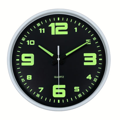 Orologio da parete silenzioso a 12 pollici con numeri che si illuminano al buio, numeri e lancette luminose che assorbono l'energia, 20,32-40,64 cm, in plastica senza ticchettio, a batteria, per soggiorno, camera da letto, ufficio, decorazioni da parete,