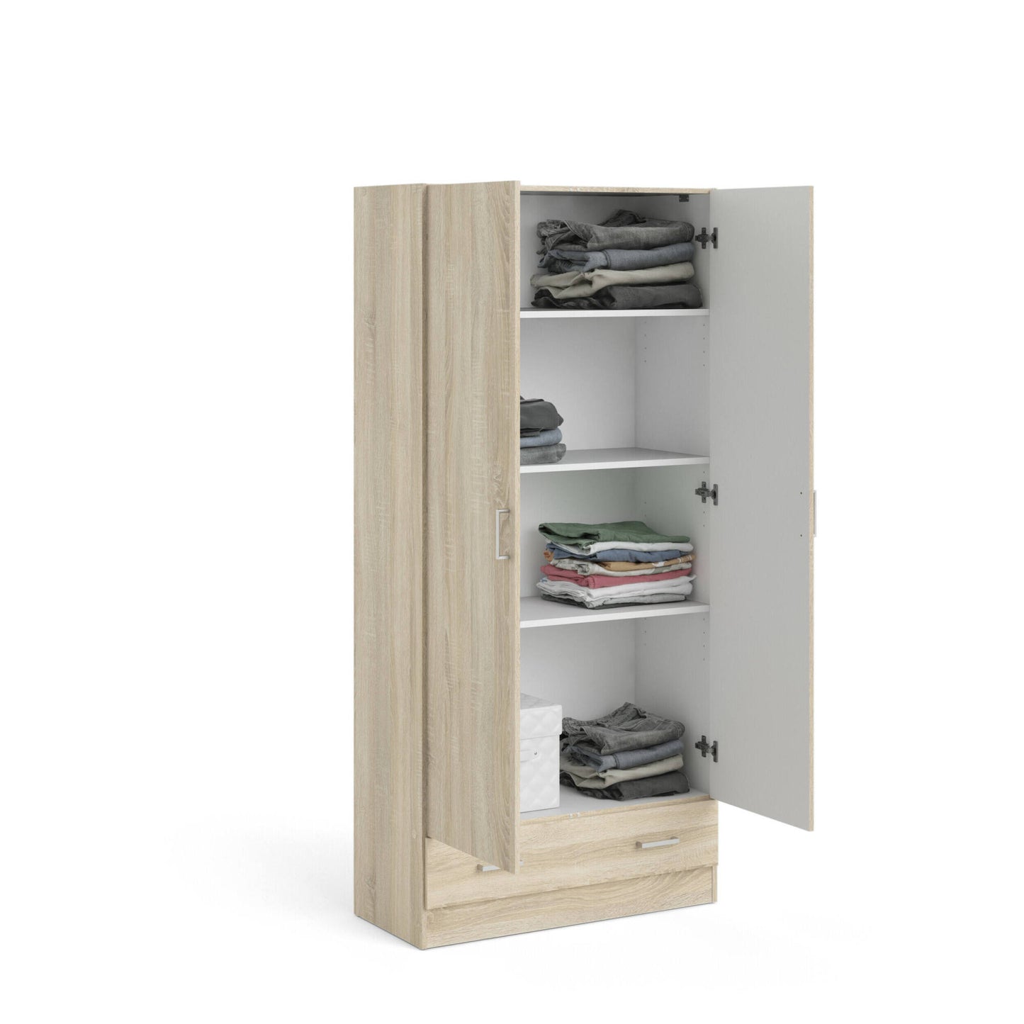 Guardaroba 2 ante Amylya, Mobile camera da letto, Cabina armadio portabiti, Armadio appendiabiti, 79x36 h170 cm, Disponibile in 2 colori