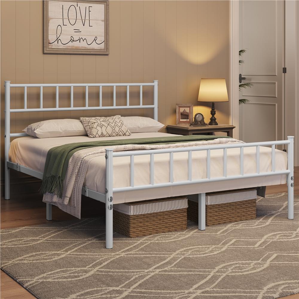 Costoffs Struttura Letto Moderno in Metallo con Testiera e Pediera con Spazio di Archiviazione per Appartamento Camera da Letto
