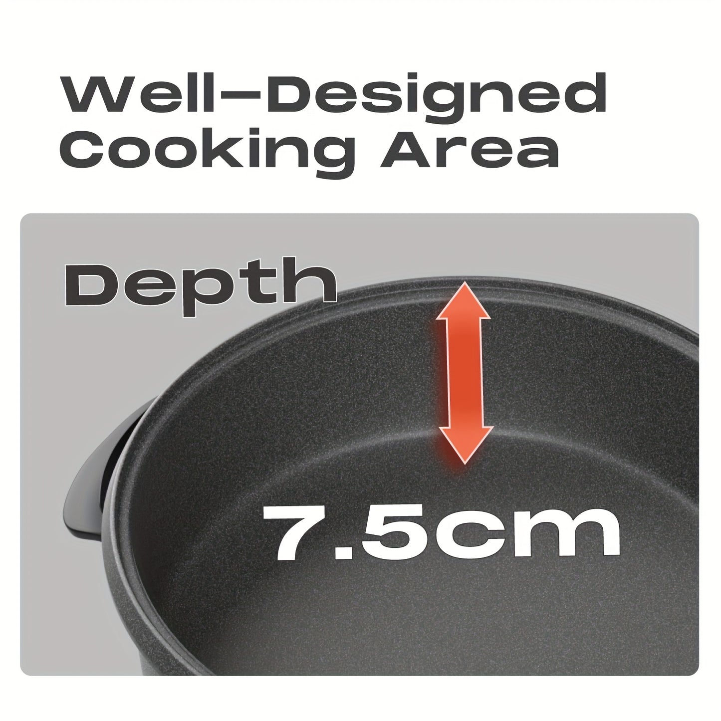 SUPERLEX 40X7Cm Padella Elettrica Multiuso | 1500W Antiaderente con Piastra in Alluminio | Base in Acciaio | Coperchio in Vetro Temperato | Termostato Regolabile | Ampia Capacità di 7L per Pizza, Feste & Cucina Familiare