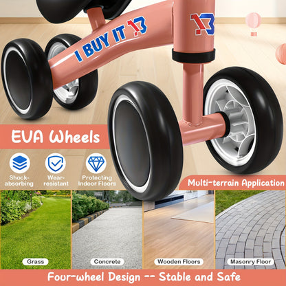 I BUY IT Bici in equilibrio per bambini - Bici leggera per bambini piccoli con telaio robusto e base ampia, 4 opzioni di colore (Rosa/Rosso/Verde/Blu/Giallo) - Bici addestramento senza pedali con sistema di freno lineare e ruote basse per bambini e bambin