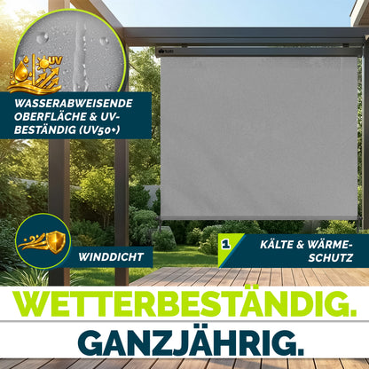 Tenda Verticale Tillvex® per Interni ed Esterni | Tenda Avvolgibile Impermeabile con Manovella per Balcone, Terrazza e Giardino | Tenda Avvolgibile in Alluminio per Protezione Solare | Schermo Privacy per Esterni