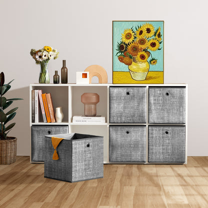 Scatole di Stoccaggio Pieghevoli, Set di 6, 30 x 30 x 30 cm, Adatte a Unità di Stoccaggio Cubiche, per Scaffali, Stoccaggio di Vestiti