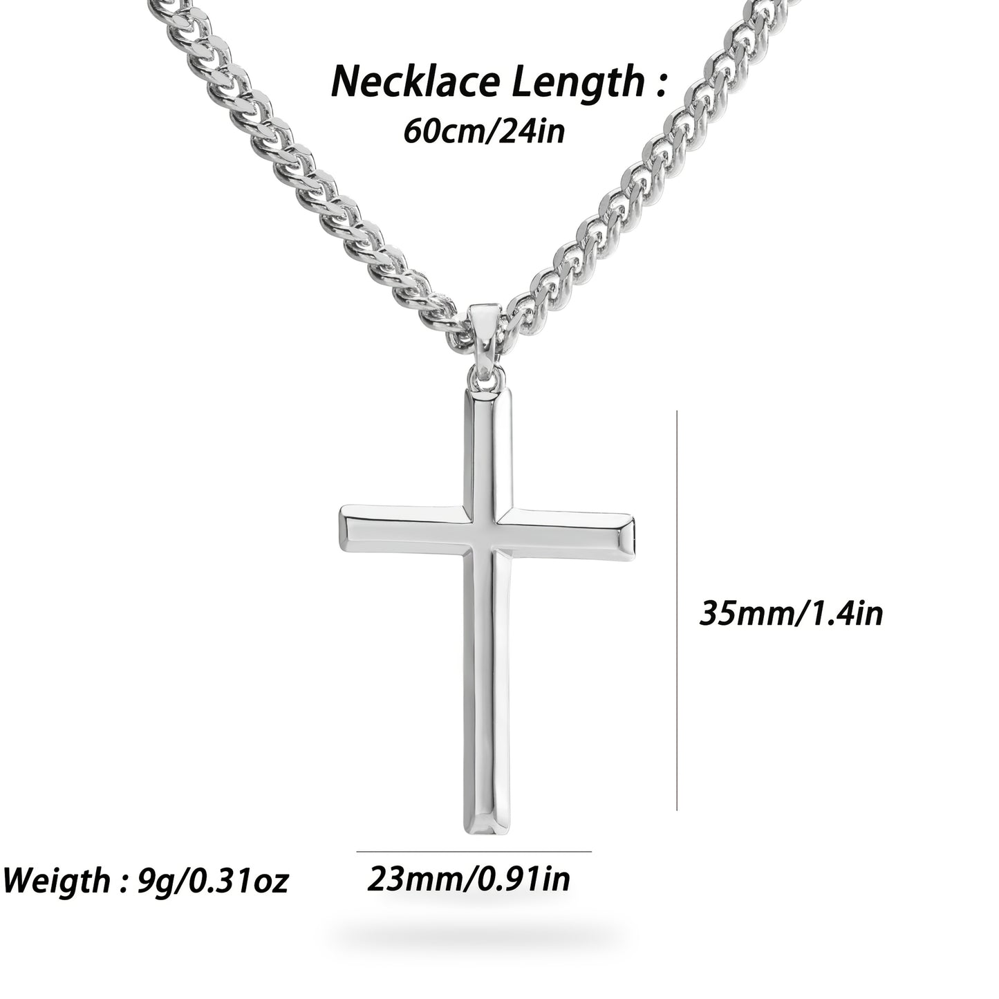 Collana con ciondolo a croce in argento 925 con catena classica, accessori di gioielleria in stile hip-hop per feste, regalo per San, festa del papà, confezione regalo inclusa