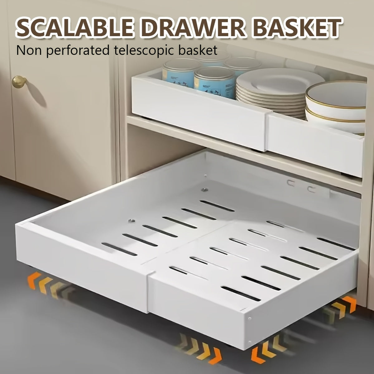 Organizzatore per pensili estraibile espandibile per carichi pesanti, con 3 guide silenziose, larghezza regolabile (30,99 cm-51,99 cm), adatto per pensili da cucina, ripiani estraibili per pensili