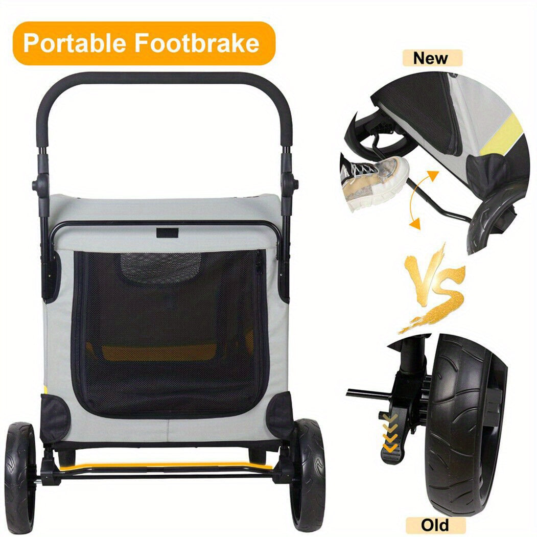 M/L/XL Passeggino Pieghevole per Cani di Taglia Piccola, Carrello Rotante per Animali Domestici a 4 Ruote per Cane e Gatto