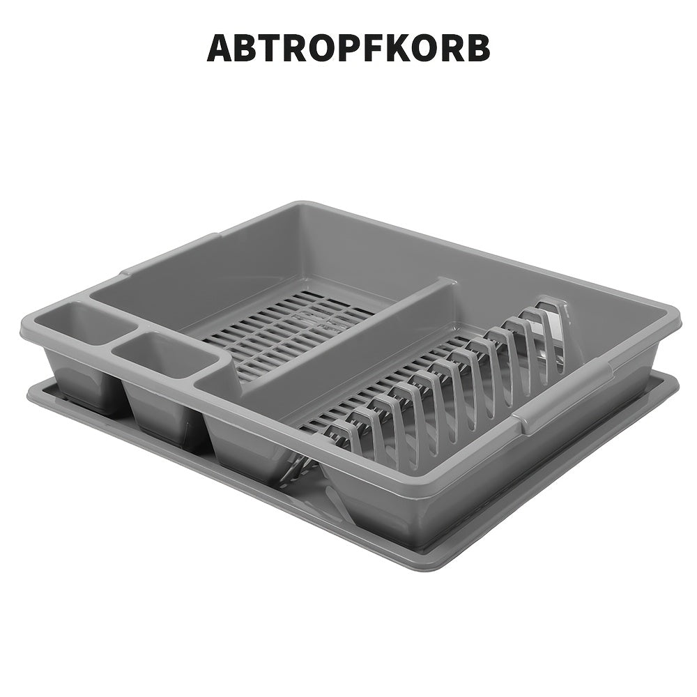 1 pz Cestello scolapiatti da cucina, scolapiatti, scolapiatti per lavello, grigio, con supporto inferiore per lavello, base vaschetta antigoccia, drenaggio rapido, robusto e durevole, adatto per scolare piatti, bacchette e cucchiai