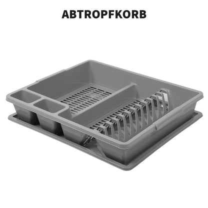 1 pz Cestello scolapiatti da cucina, scolapiatti, scolapiatti per lavello, grigio, con supporto inferiore per lavello, base vaschetta antigoccia, drenaggio rapido, robusto e durevole, adatto per scolare piatti, bacchette e cucchiai