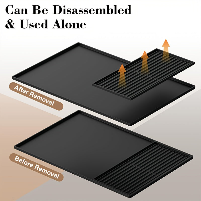 Tappetino da Caffè in Silicone 2-in-1 con Bordi Sollevati e Design Antiscivolo - Facile da Pulire, Durevole 59,94 cm X 40,13 cm Tappetino per Macchine da Caffè, Ideale per Uso Domestico e in Ufficio, Accessori per Bar Caffè, Regalo Perfetto per gli Amanti