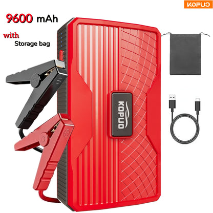 KOPUO Avviatore di Emergenza per Auto, Voiture Portatile: Batteria di Avviamento di Emergenza 9600/12800 Mah con Luce LED, Adatto per l'Avviamento di Auto a Benzina e Diesel a 12V - Accessori Auto, Ideale per Proprietari di Auto in Situazioni di Emergenza