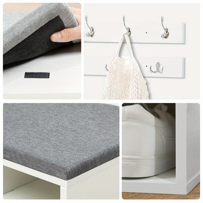 Set scarpiera armadio, divanetto scarpiera con 12 scomparti, scarpiera con divanetto imbottito, armadio a muro con 9 ganci, mobiletto scarpe per ingresso, corridoio, camera da letto