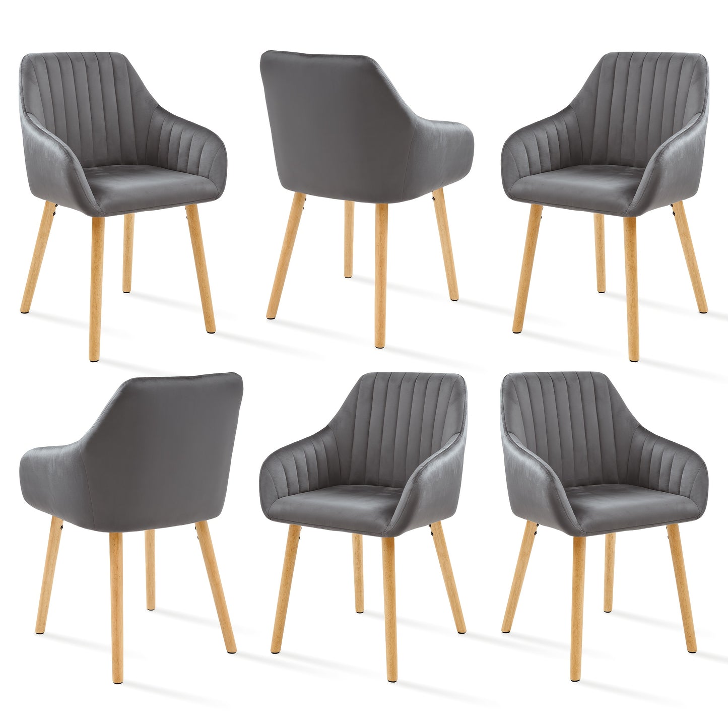Set di 2/4/6 sedie da pranzo minimaliste con comodo schienale, braccioli e gambe in legno