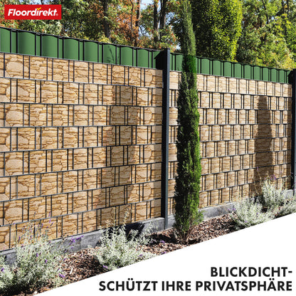Striscia PVC per Privacy per Recinzione a Doppio Filo – Rotolo da 35m, Altezza 19cm, Include 20 Clip, Disponibile in 3 Colori e 4 Design