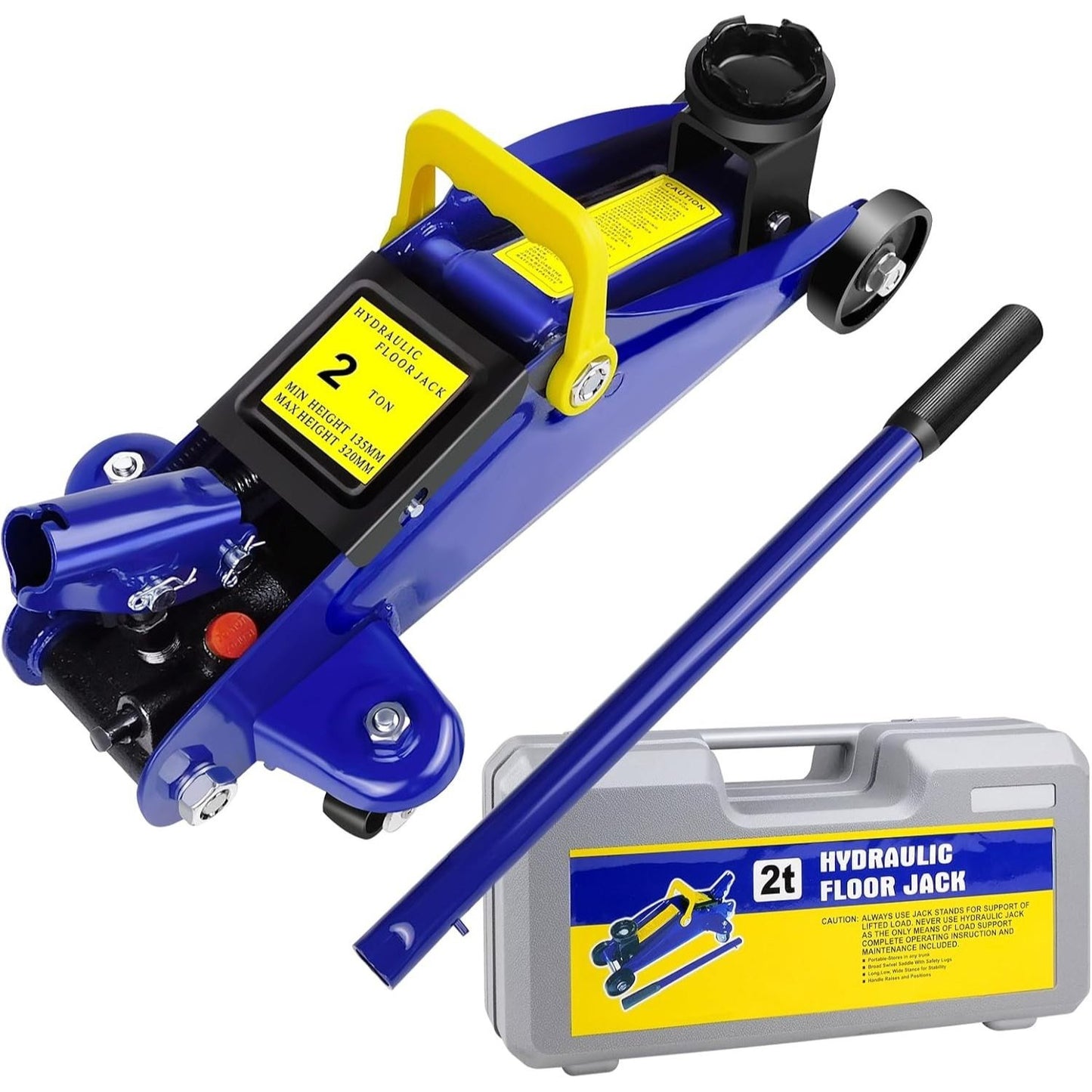 Cric a Ponte Pesante da 2 Tonnellate, Cric a Carrello a Basso Profilo per Auto, Furgone, Riparazione Pneumatici in Garage, Strumento di Emergenza per Cambio Gomme, Capacità di Carico 2 Tonnellate / 4000 Libbre, Altezza di Sollevamento da 5,3" a 12,6", con