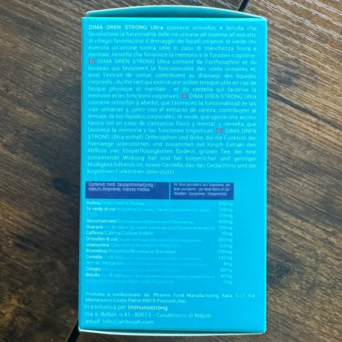 DimaDren – Integratore alimentare in compresse con Glucomannano, Bromelina, Centella, Betulla, Inulina, Tè Verde e Ortosifon