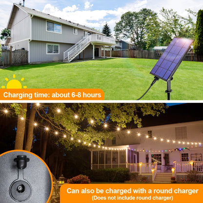 Luci a stringa solari G40, fino a 18m, IP65, 8 modalità, timer, dimmerabili, lampadine trasparenti con filamenti caldi, da appendere a patio/giardino, accensione/spegnimento automatico, LUCE per un'atmosfera perfetta