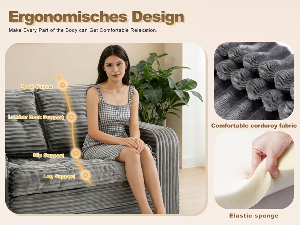 Divano Letto Pieghevole Pop Up, Disponibile in Configurazioni Singola o Doppia. Divano Letto Multifunzionale in Velluto a Coste, Ideale per Appartamenti Compatti, Balconi e Dormitori Studenteschi. Non Richiede Montaggio