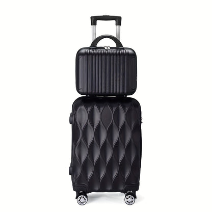 Un Set di 2 o 4 Pezzi di Valigie in ABS con Design a Foglia, Ruote Silenziose Rotanti, Ideali per Viaggi Breve e Lungo Termine, Uso Personale o come Regalo Perfetto
