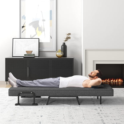 4 in 1 Poltrona Letto Singolo, Poltroncina Pieghevole con Schienale Regolabile in 6 Posizioni, Sedile Imbottito Robusto, Divano Letto per Casa Ufficio, 79x65x79 cm