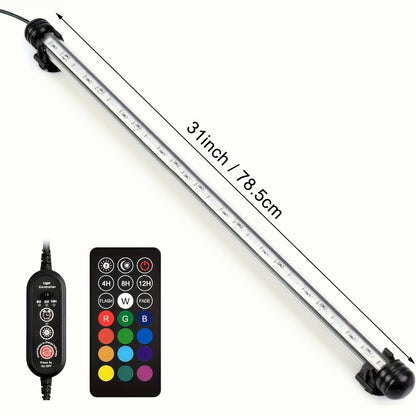 18-112Cm, Luce LED per Acquari, Illuminazione Subacquea, Luce Montabile, Lampada Copertura, Spina EU per Acquario con Telecomando, Cambio Colore RGB, Rosso/Verde/Blu, Senza Batteria