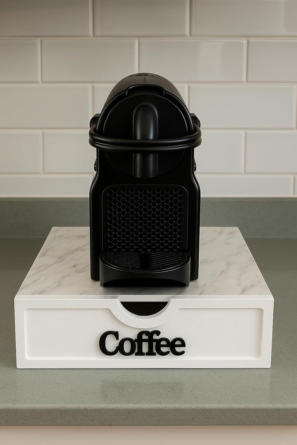 Cecaro Group Porta Cialde in Bambù con Cassetto (3 Scomparti) – Organizer Elegante per Cialde, Capsule e Tisane