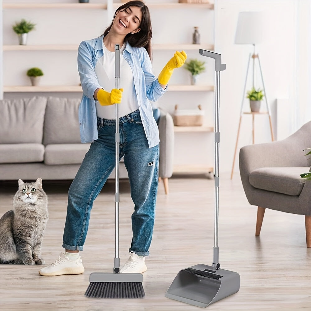 Kit di pulizia per la casa 3-in-1: Scopa a setole morbide, paletta e set di spazzole - Antiaderente per capelli, ideale per casa, ufficio, scuola, dormitorio - Regalo di Natale perfetto, spazzola per la pulizia, set scopa e paletta, paletta con spazzola,