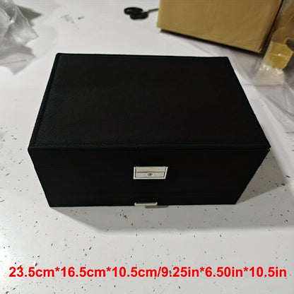 Scatola Organizzatrice Gioielli a 3 Scomparti con Serratura a Chiave - Scomparti Rivestiti in Velluto Morbido per Orecchini, Collane, Bracciali, Anelli - Scatola PU Pastello, Serratura, Design Retrò, Regalo Ideale per (Natale, Matrimonio), Scatole Gioiell