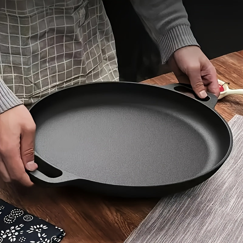 Padella piastra multifunzione in ghisa da 1 pezzo - Padella antiaderente per pizza, barbecue, pancake - Compatibile con tutti i piani cottura, ideale per cucina domestica e cottura all'aperto