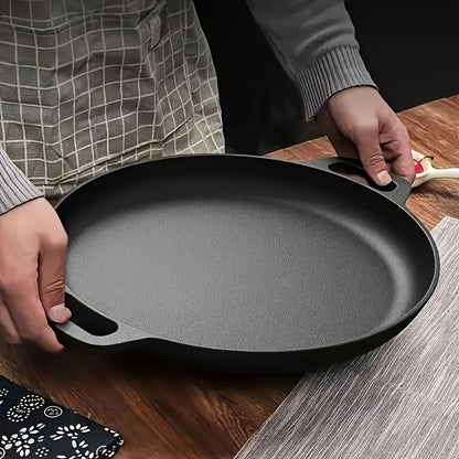 Padella piastra multifunzione in ghisa da 1 pezzo - Padella antiaderente per pizza, barbecue, pancake - Compatibile con tutti i piani cottura, ideale per cucina domestica e cottura all'aperto