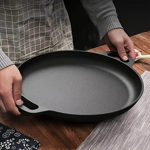 Padella piastra multifunzione in ghisa da 1 pezzo - Padella antiaderente per pizza, barbecue, pancake - Compatibile con tutti i piani cottura, ideale per cucina domestica e cottura all'aperto