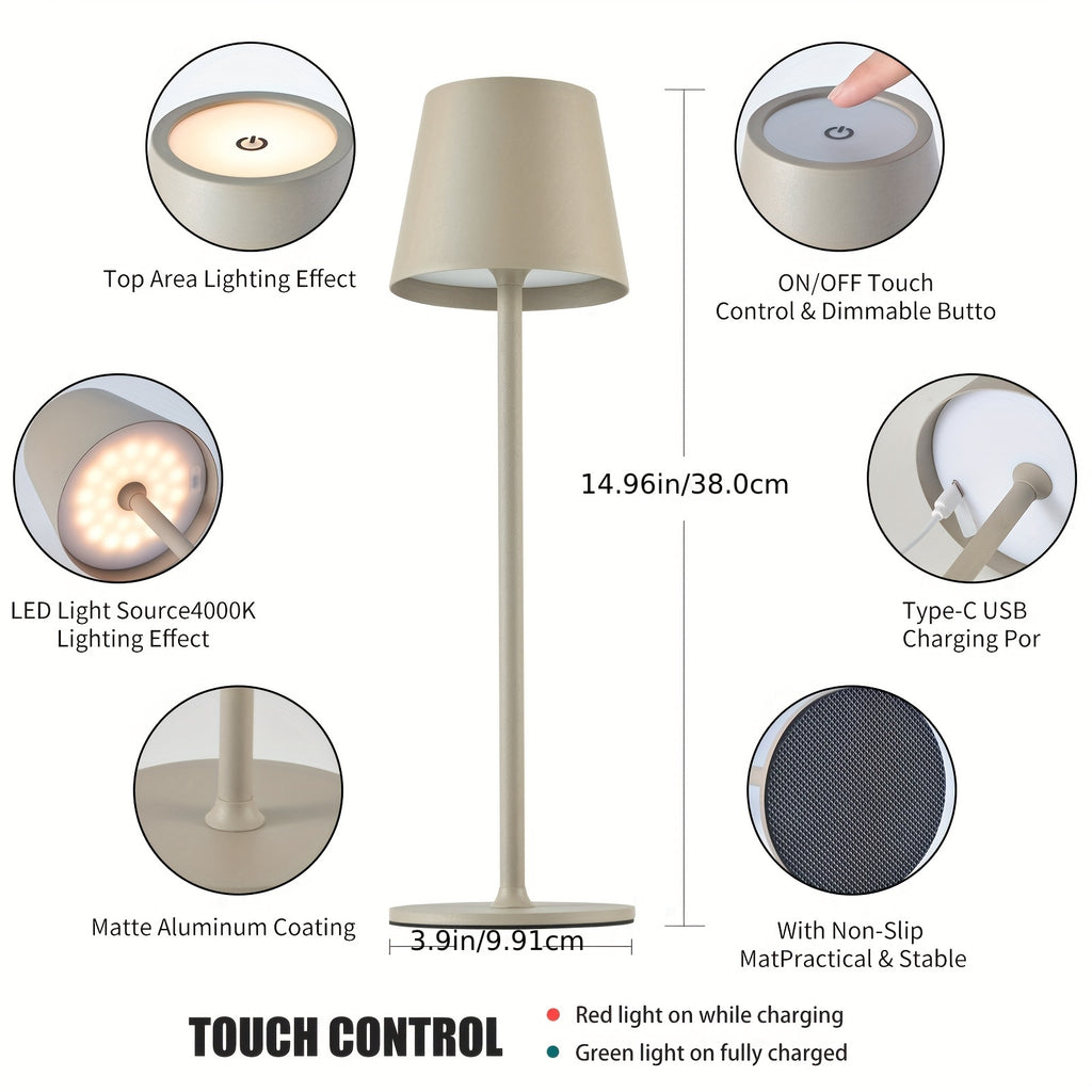 Set da 2/4 Lampade da Tavolo LED Senza Fili, 4000Mah Ricaricabile Luce Notturna Touch IPX7 Wireless Design Minimalista Per/Ristorante/Camera da Letto/Esterno