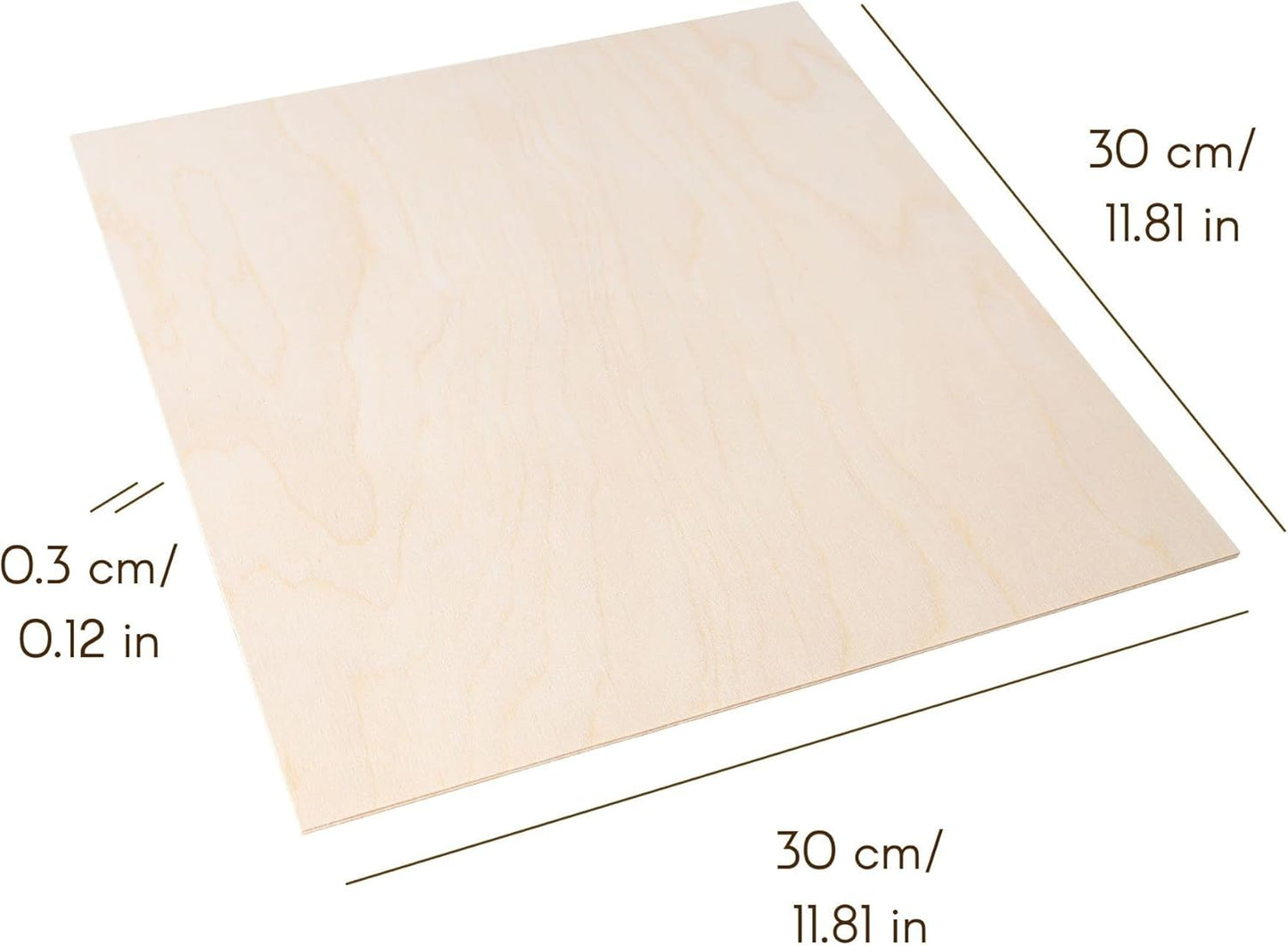 Pannello di compensato quadrato 20 X 30X30Cm 3Mm | 300X300X3 Mm (+/- 2Mm) | Tavole di compensato per fai da te, artigianato, pirografia, taglio laser, modellismo, fresatura CNC, plotter, puzzle creativi