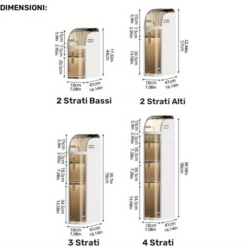 Mobiletto da bagno sottile a 4 ripiani, organizer da pavimento per bagno sottile da 7.1″ con cassetti e portasciugamani, armadietto mobile impermeabile in plastica con ruote per piccola cucina, lavanderia, soggiorno, unità di cassetti portaoggetti