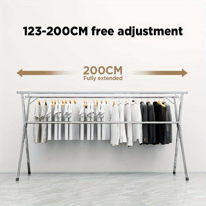 Stendibiancheria | Lunghezza retrattile e pieghevole, dimensioni 160.02cm e 199.9cm, metallo resistente, autoportante, acciaio inossidabile per impieghi gravosi, JOYBOS, Stendini