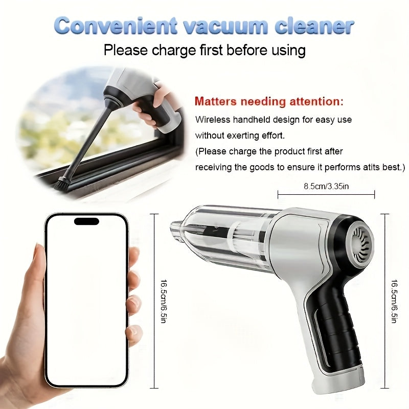 Aspirapolvere per Auto Senza Fili Portatile e Potente - Forte Aspirazione, Ricarica USB, Leggero e Portatile, 7 Accessori Combinati per Uso Multiscena, Adatto per Cucina, Interni Auto, Camera da Letto, Pulizia Ufficio e Rimozione Efficiente della Polvere