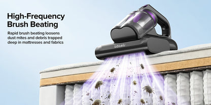 Aspirapolvere Lubluelu per acari del materasso, aspirapolvere per letto 3 in 1 con motore da 350W, aspirazione 24kPa, flusso d'aria 100AW, rimozione acari con tecnologia a onde sonore, spazzola a rullo, asciugatura ad aria calda, ampio contenitore per la