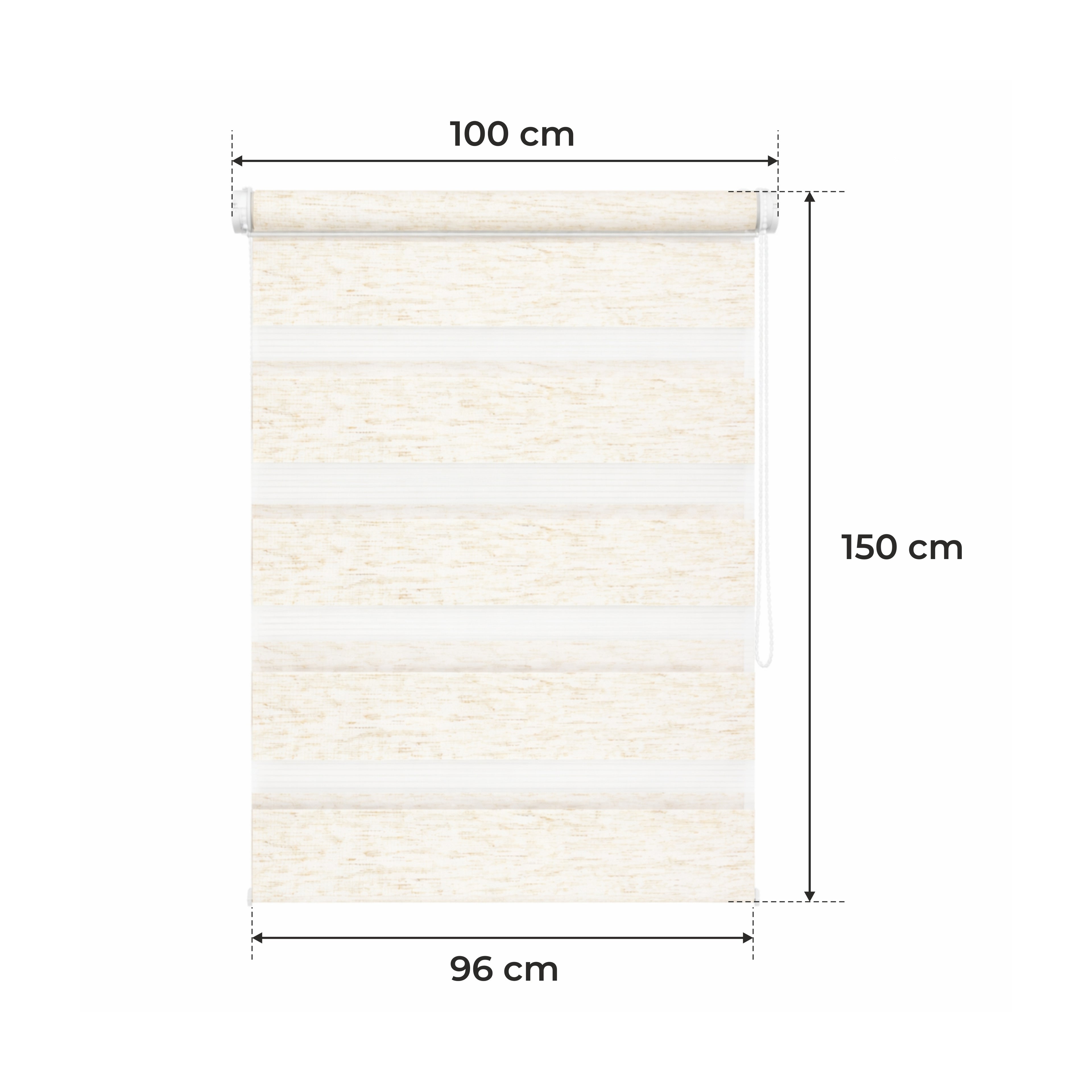 Tenda a Rullo Giorno & Notte - Beige Melange - 32 Misure - BOJANEK Giorno & Notte - Installazione Finestra Non Invasiva, Nessuna Foratura Richiesta, Regolazione a Catena, Supporti Regolabili per Varie Spessori di Finestra, Design Moderno, Protezione dalla