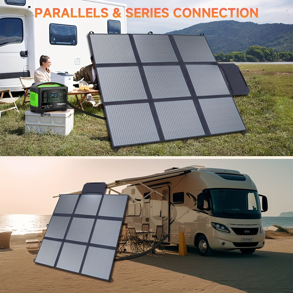LVYUAN Pannello Solare Portatile da 120W/200W/300W/400W, Coperta Solare Piegevole, Pannello Solare Monocristallino ad Alta Potenza, Efficienza delle Celle Solari Fino al 22.5%, Adatto per Stazione di Alimentazione Avventura all'Aperto Barca Campeggio Gene