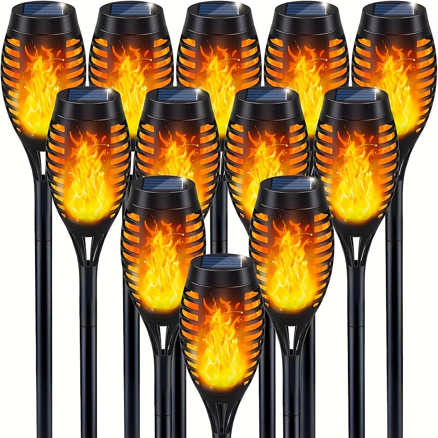 Luci a Torcia a Fiamma Solare - Effetto Fiamma per Illuminazione Esterna di Vialetti da Giardino, Plastica Resistente, Feste e Atmosfera per Patio, Decorazioni Festive per Cortile | Effetto Fiamma Tremolante | Luci a Ricarica Solare, Luci Solari per Giard