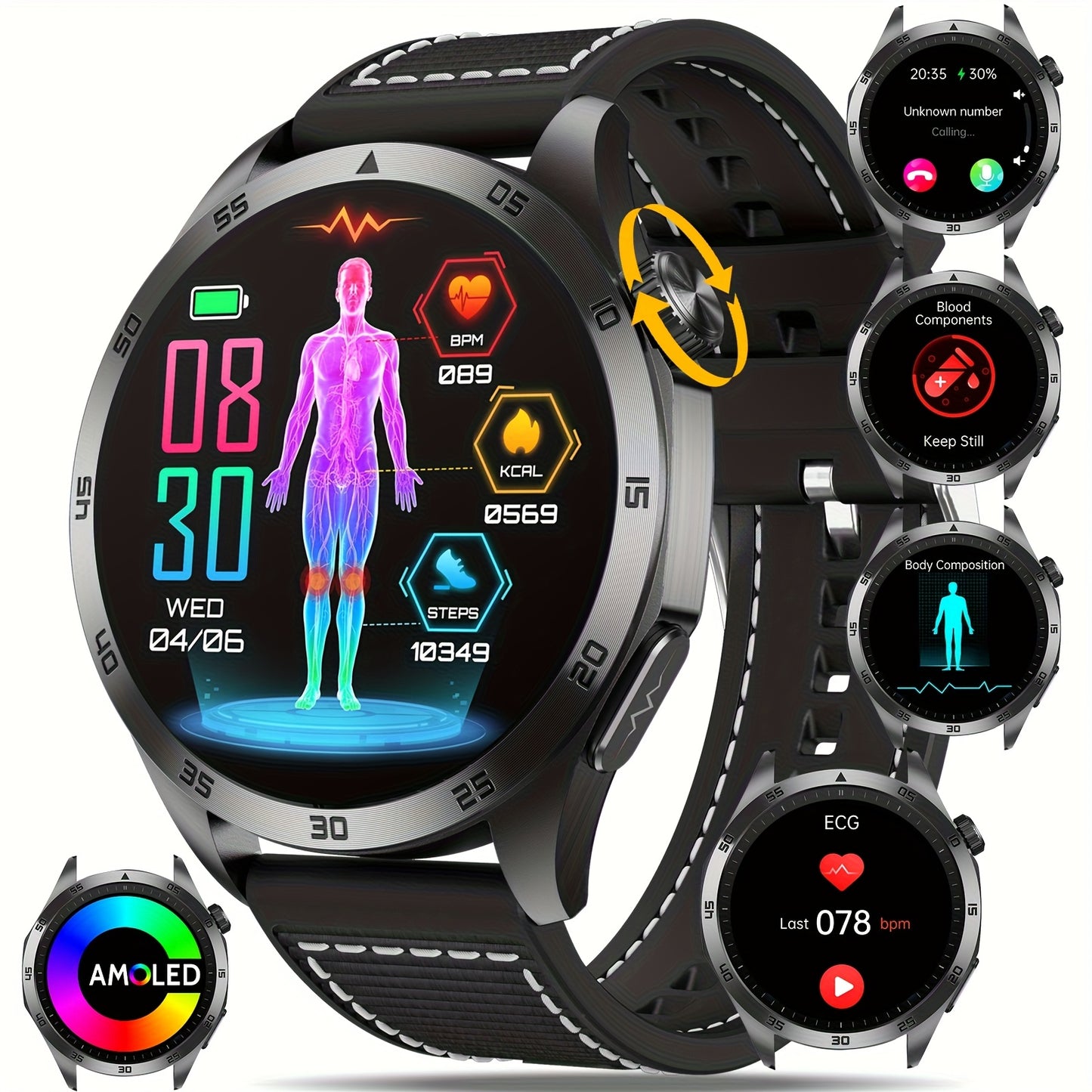 Smartwatch 2026: Batteria a lunga durata da 380mAh, Display AMOLED da 3.63cm, Chiamate BT5.2, Menstruo & Previsioni Meteo, Modalità Multi-Sport, Ricarica Magnetica, Assistente Vocale/SOS, Per Telefoni Android & IOS, Regalo Per Lui & Lei