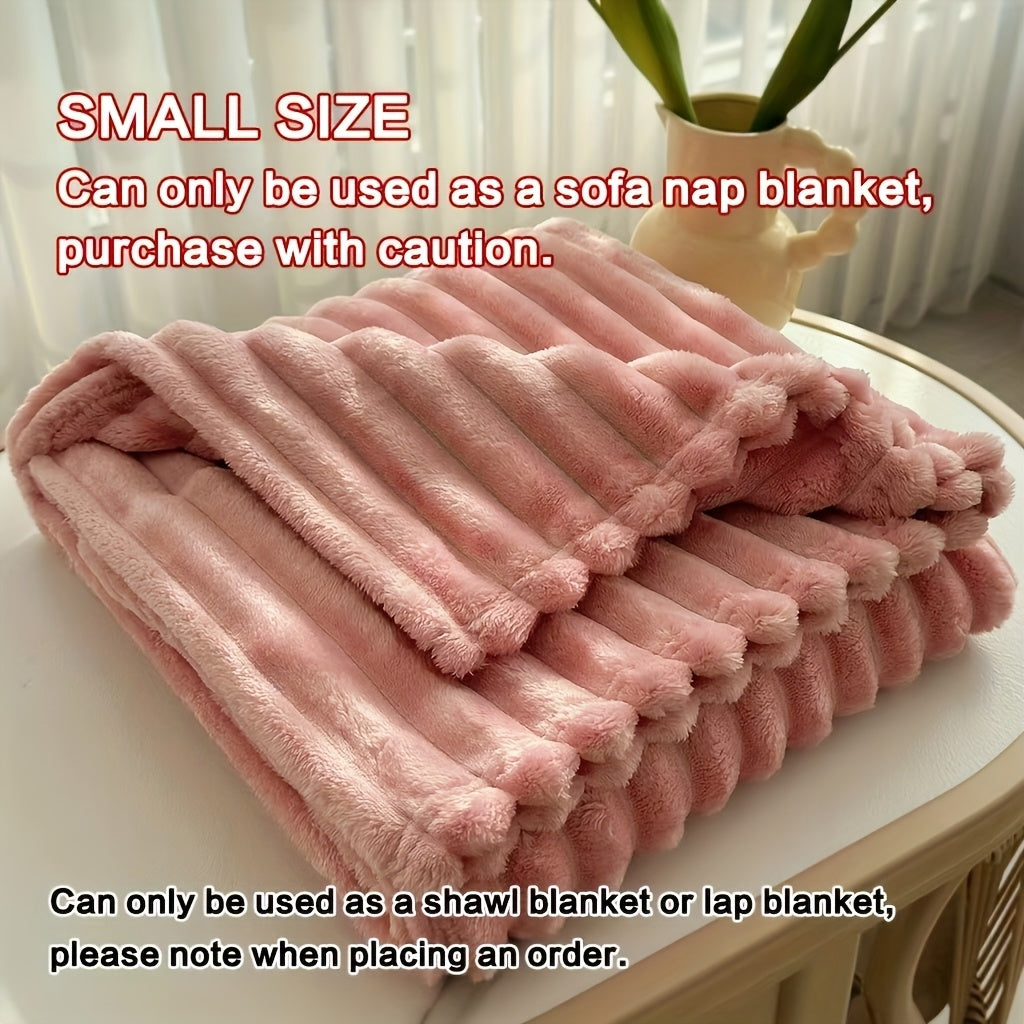 Coperta 1 pz in finta pelliccia di coniglio adatta a tutte le stagioni - Copriletto termico reversibile a righe, morbido e accogliente plaid di coniglio per ufficio, campeggio - Coperta multiuso da regalo