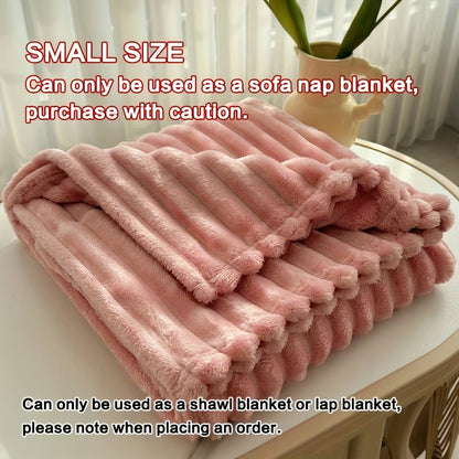 Coperta 1 pz in finta pelliccia di coniglio adatta a tutte le stagioni - Copriletto termico reversibile a righe, morbido e accogliente plaid di coniglio per ufficio, campeggio - Coperta multiuso da regalo