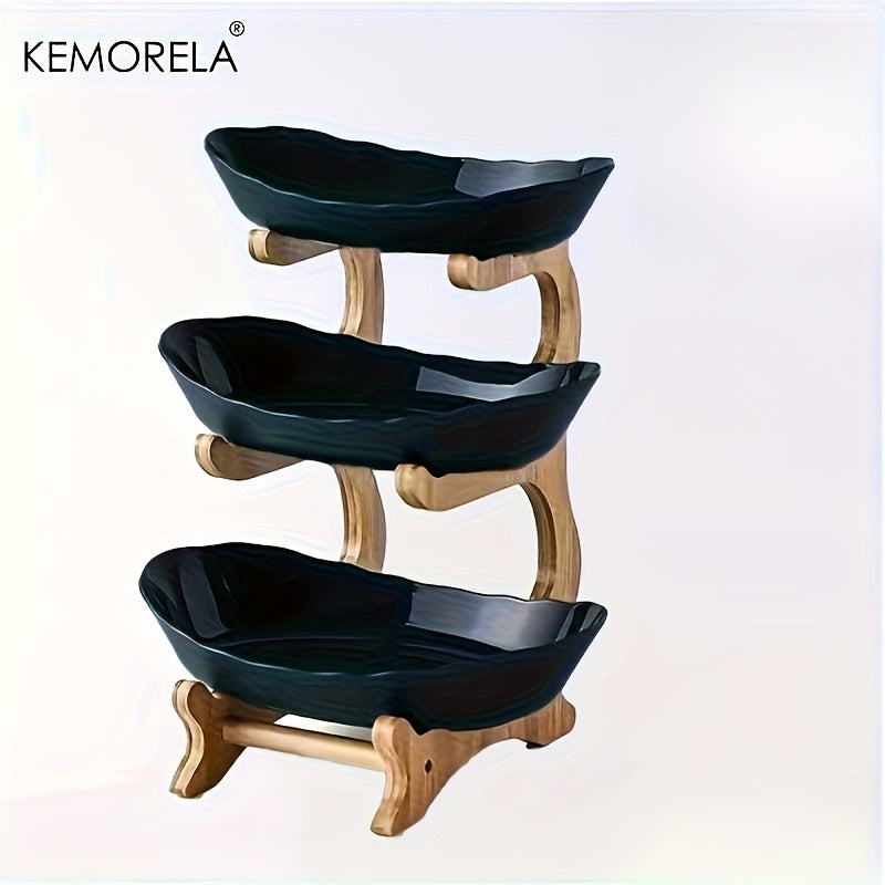 KEMORELA Cesto in Legno a 2/3 Ripiani per Frutta e Verdura con Gambe in Legno - Organizer da Cucina Versatile per Frutta, Verdura e Alimenti Congelati - Perfetto per la Conservazione in Frigorifero, Cesto per Frutta da Cucina