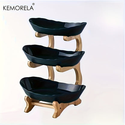 KEMORELA Cesto in Legno a 2/3 Ripiani per Frutta e Verdura con Gambe in Legno - Organizer da Cucina Versatile per Frutta, Verdura e Alimenti Congelati - Perfetto per la Conservazione in Frigorifero, Cesto per Frutta da Cucina